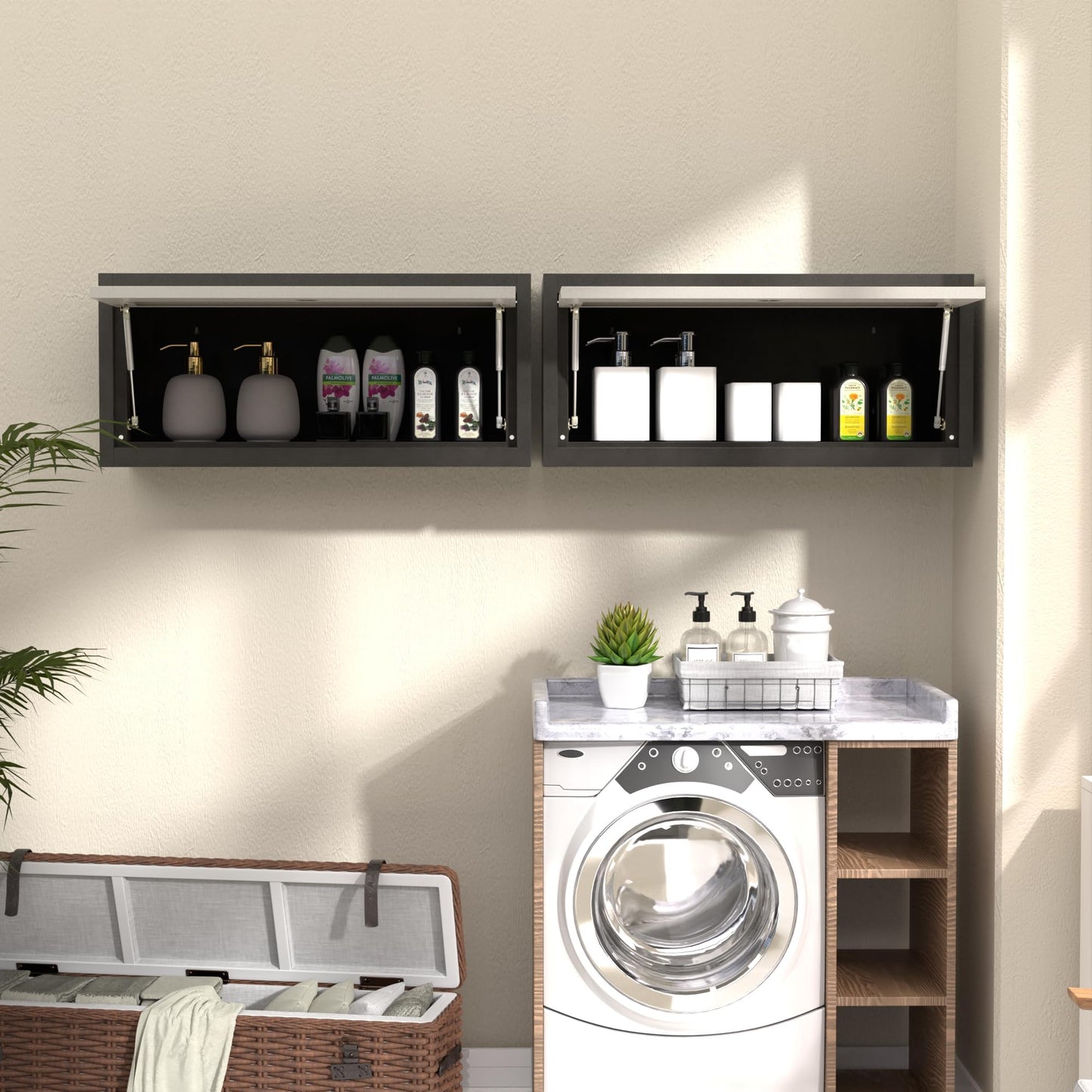 SUPEER Metal Wall Cabinet with Up-flip Door, Size 35cm x 66cm x 30cm