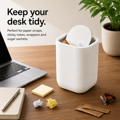 EverGrove Mini Table Bin,Desktop Trash Can Arctic White, 1.5, Litres