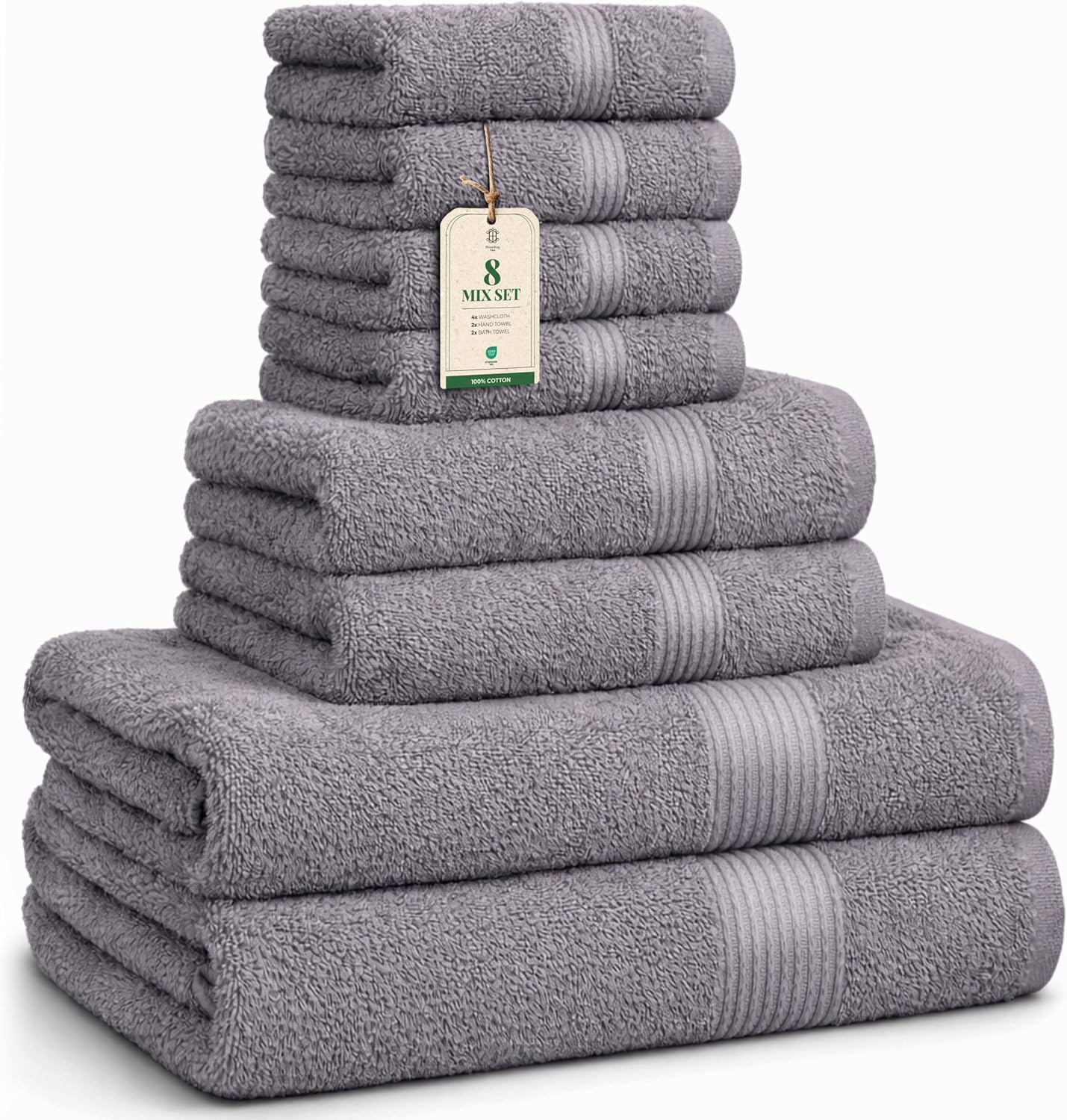 HomeBurg Luxe Set – Washcloths (30 x 30cm), Hand Towels (40 x 70cm) & Bath Towels (65 x 137 cm) – 100% Cotton, Soft, Absorbent, Easy Care, Versatile