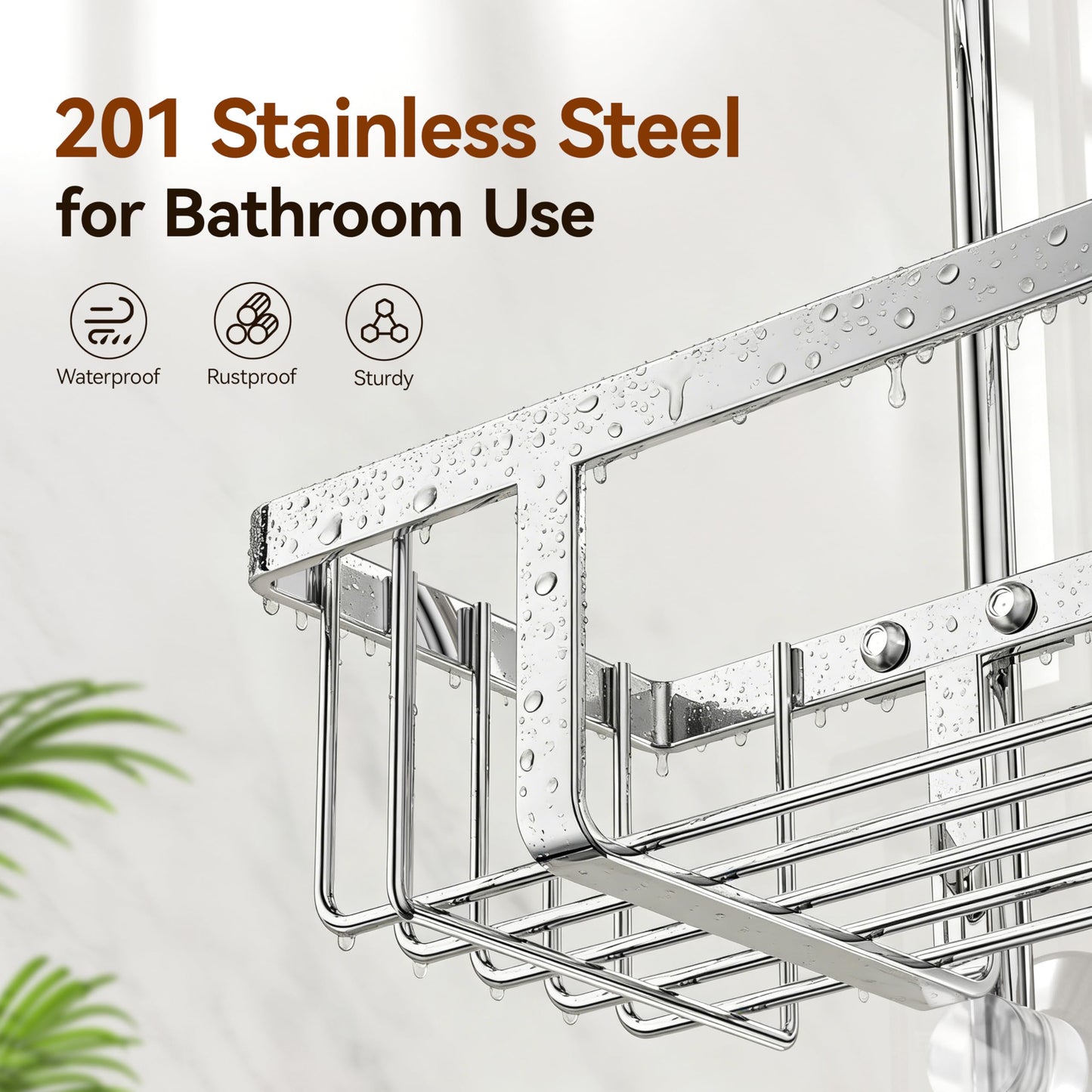 Josmimic Shower Caddy Hanging 2 Tier Over Door Drill Free Bathroom Shelf Shower Organiser, Silver Rustproof
