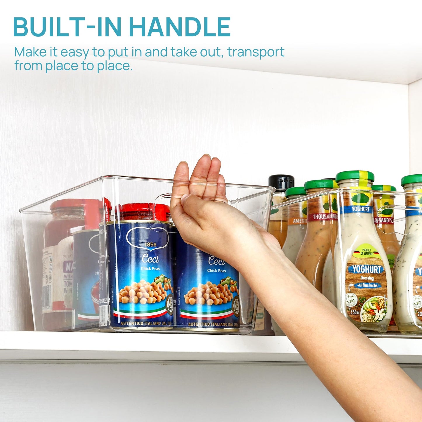 Vtopmart Fridge Organisers Plastic, Clear Kitchen Storage Boxes 6 Pack