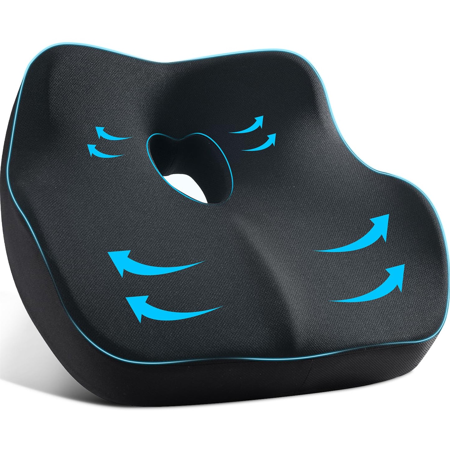 SKYNY Memory Foam Seat Cushion – Ergonomic Coccyx Cushion for Tailbone Pain & Sciatica Relief – Pressure Relief Cushion for Back Pain, Office Chair