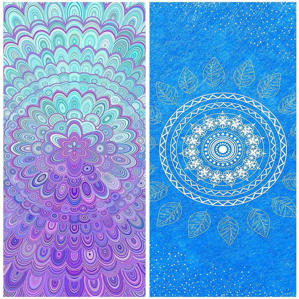 JAODFK Microfibre Beach Towel 71"X32" Quick Dry 2 Pcs Lightweight Sand Free Extra Large Thin Mandela Towels Travel Essentials For Adults Womens Swim
