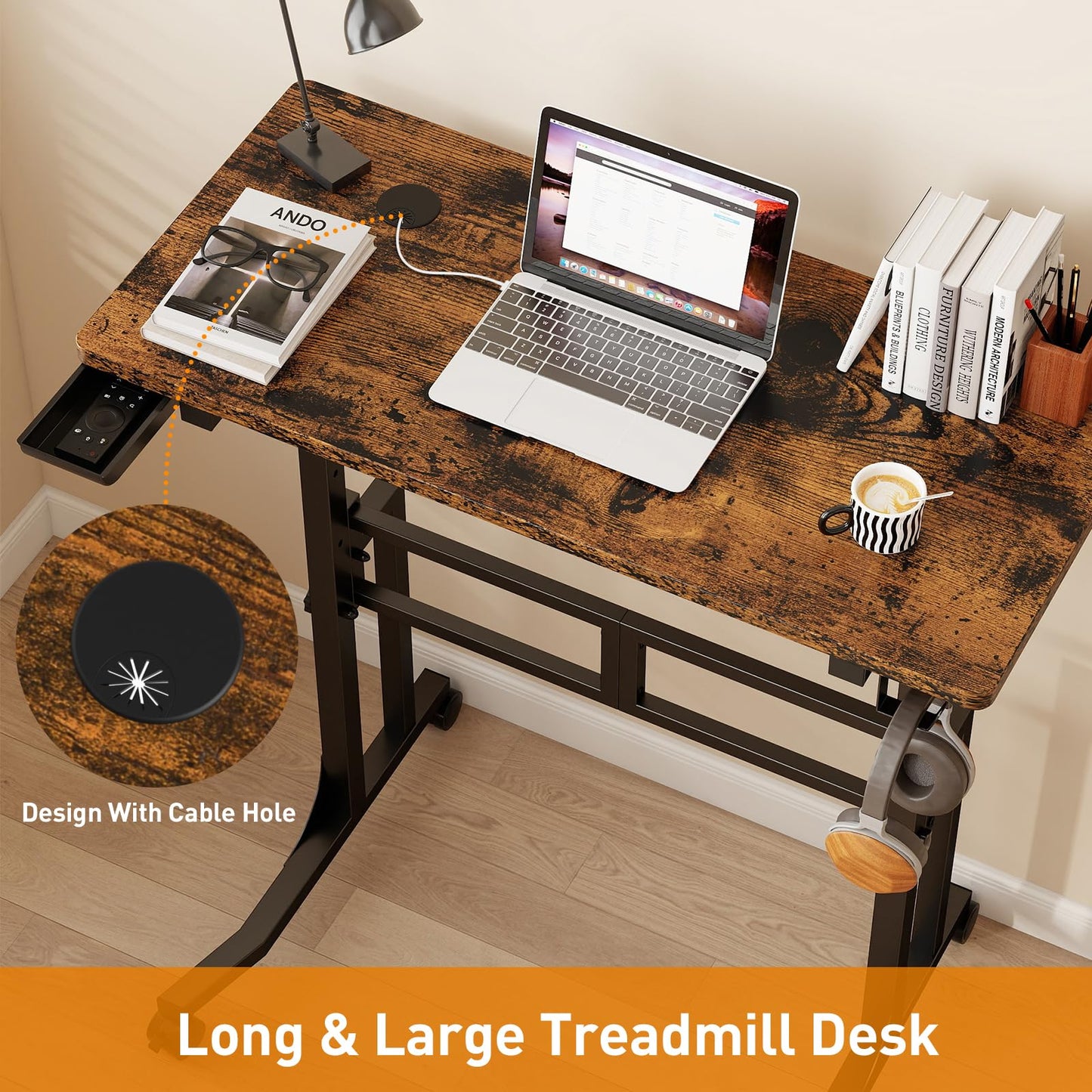 ikkle Standing Desk with Wheels, 34 Inch Height Adjustable Treadmill Training Table, Mobile Sit Stand Up Desk