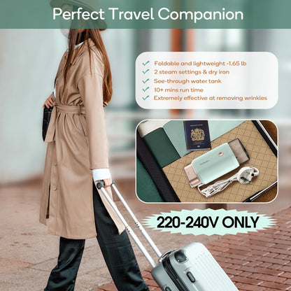Newbealer Clothes Steamer, Portable Handheld Steamer for Clothes, 20s Fast Heat Up, 1200W 180ml Detachable Water Tank, Horizontal & Vertical Steaming