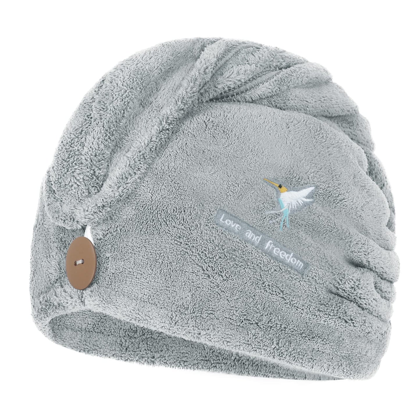Qchomee Super Absorbent Hair Drying Towels Wrap Women Girls Microfiber Dry Hair Hat Towel Turban with Button Design Quick Drying Lady Bath Head Wrap