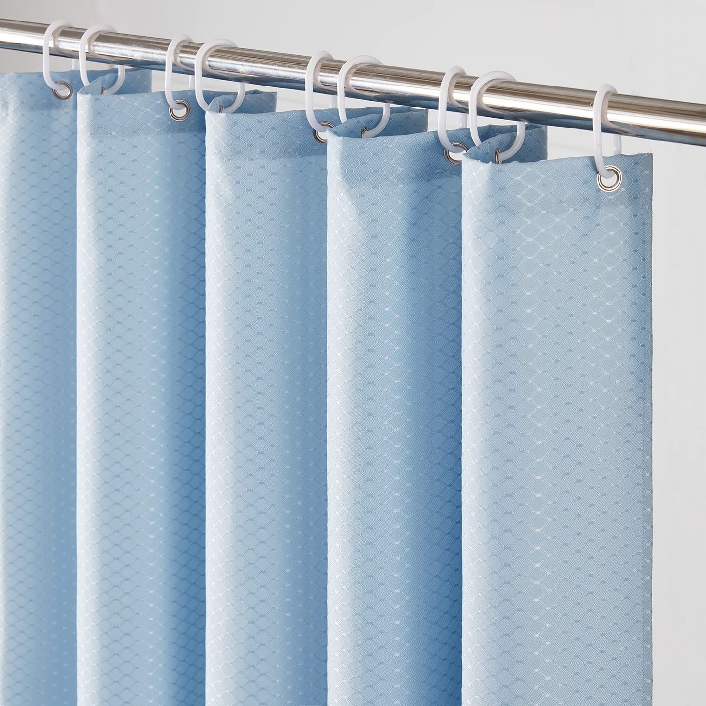 Furlinic Waffle Shower Curtain Waterproof Mildew Resistant Grey Blue Bath Curtains 150x180cm Washable Weighted Polyester Fabric with Hooks 60x71 Inch.