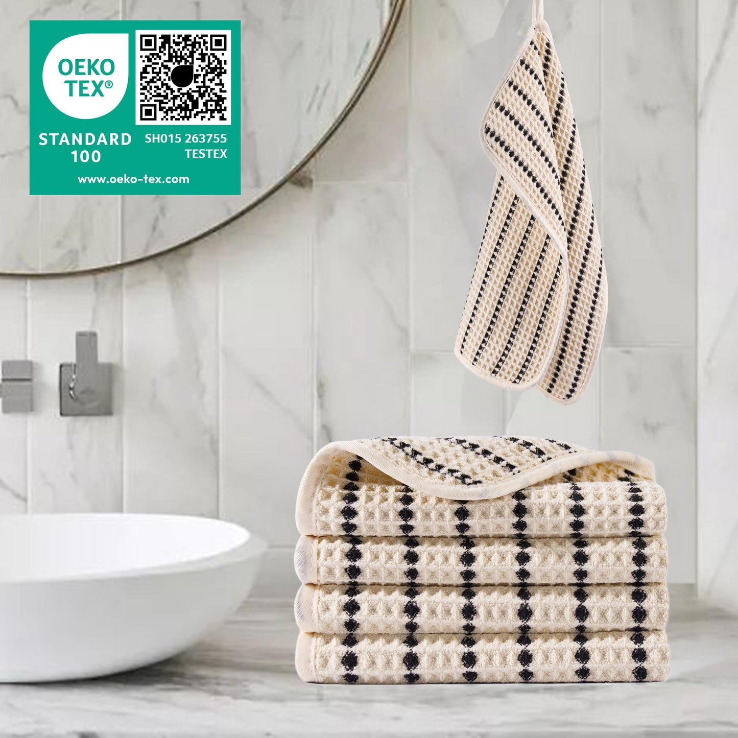 POLYTE 430 GSM Microfibre Waffle Wash Cloth Face Towel, 33.0x33.0 cm