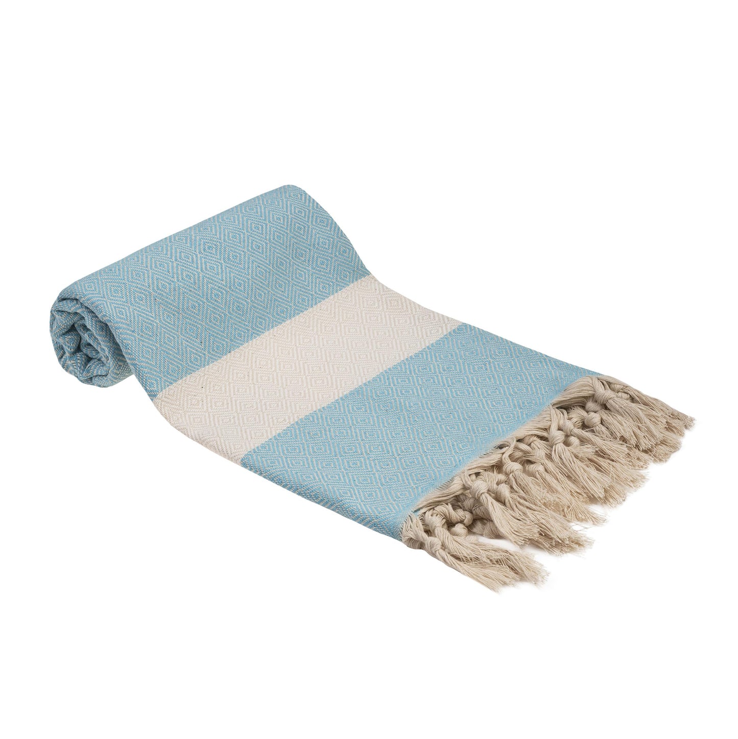 Blue Beach Turkish Towel - Travel Towel100x180cm Large Turkish Hammam Peshtemal - Super Absorbent, Quick Dry, Sand Free, Lightweight