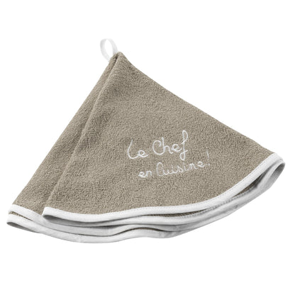 Douceur d'Intérieur, Cuistot Round Hand Towel Diameter 60 cm Linen, Embroidered Sponge