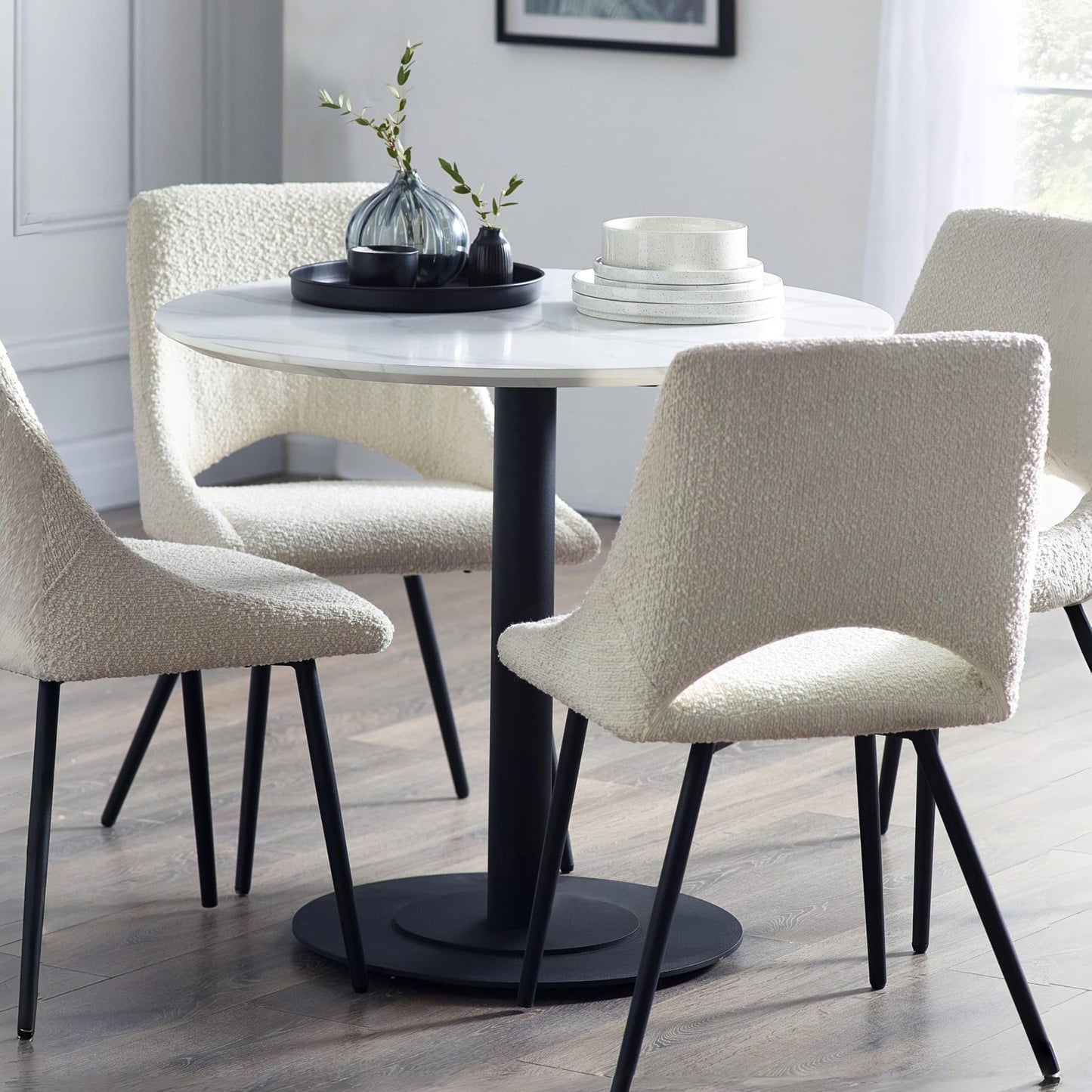 Julian Bowen Luca 80cm Round Dining Table White for 2 - H75 x W80 x D80cm