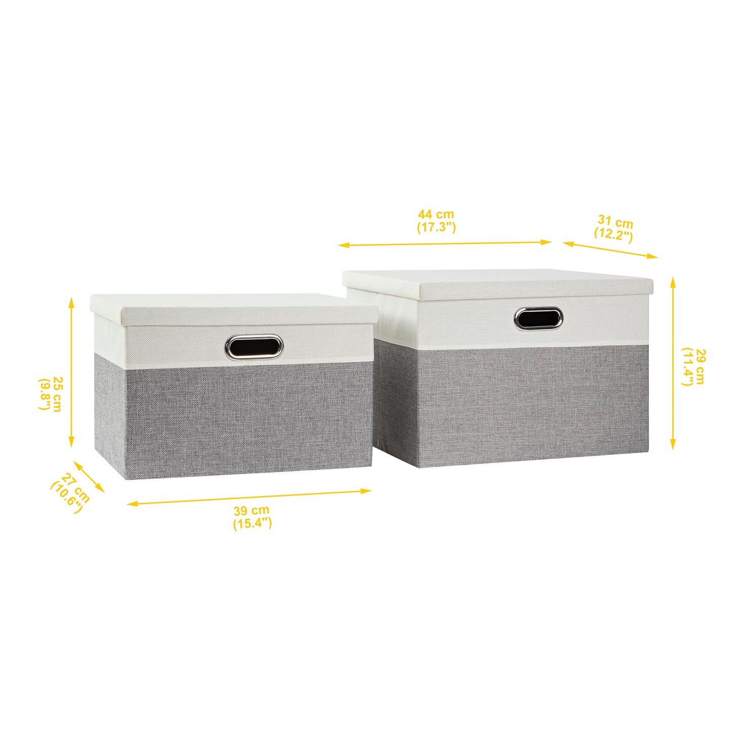 AlphaHome Storage Boxes with Lids, Glaucous Grey and White(2 Pack, Large)