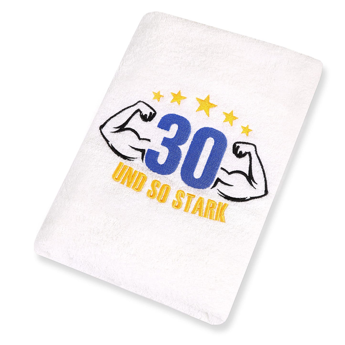 Abc Casa 30th birthday gift towel with embroidered muscles for men - a useful gift for 30 years - a wonderful gift idea for a 30th