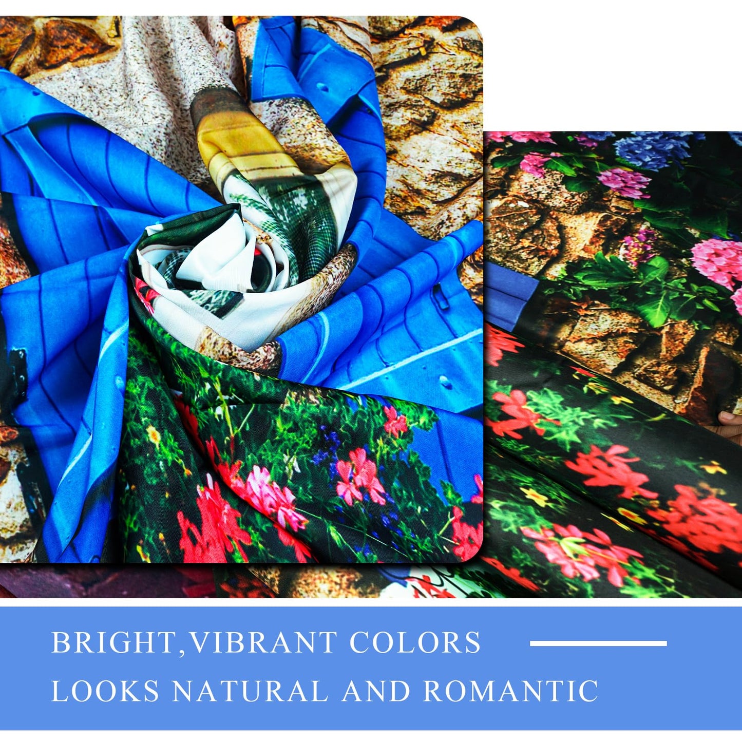 Nyngei garden shower curtain outdoor，Waterproof Design and Polyester, Quick-Drying，3d shower curtain bathroom 180×180CM，Durable and Washable with 12