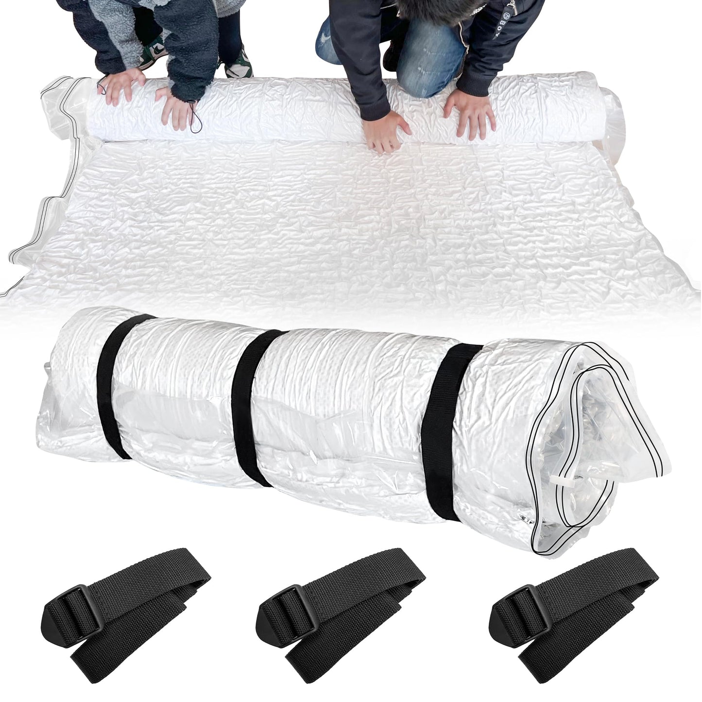 Mattress Vacuum Bag for Memory Foam Mattress, Latex Mattress Vacuum Seal Bag with Straps, Moving, Storage and Shipping