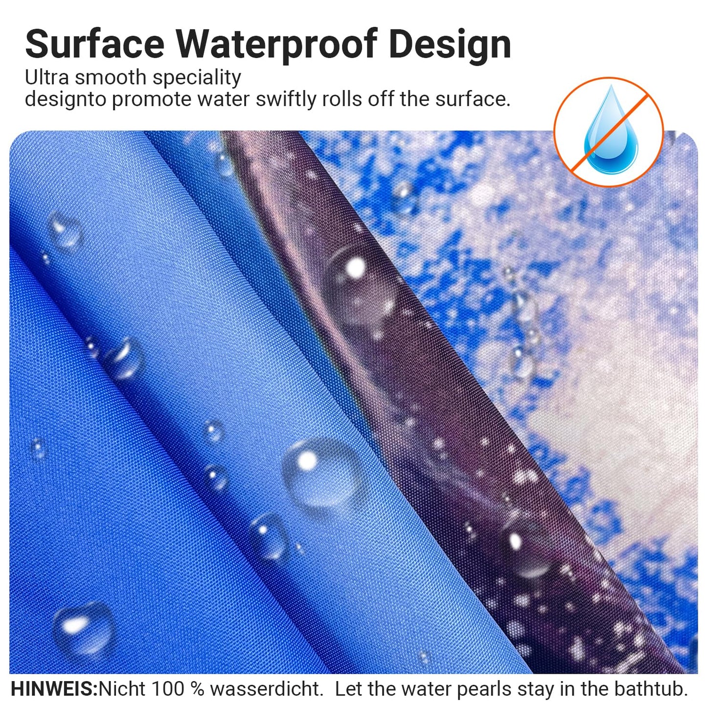 Lerores Shower Curtain, 240 x 200 cm, Dolphin, Weighted Hem, Anti-Mould Textile, Water-Repellent