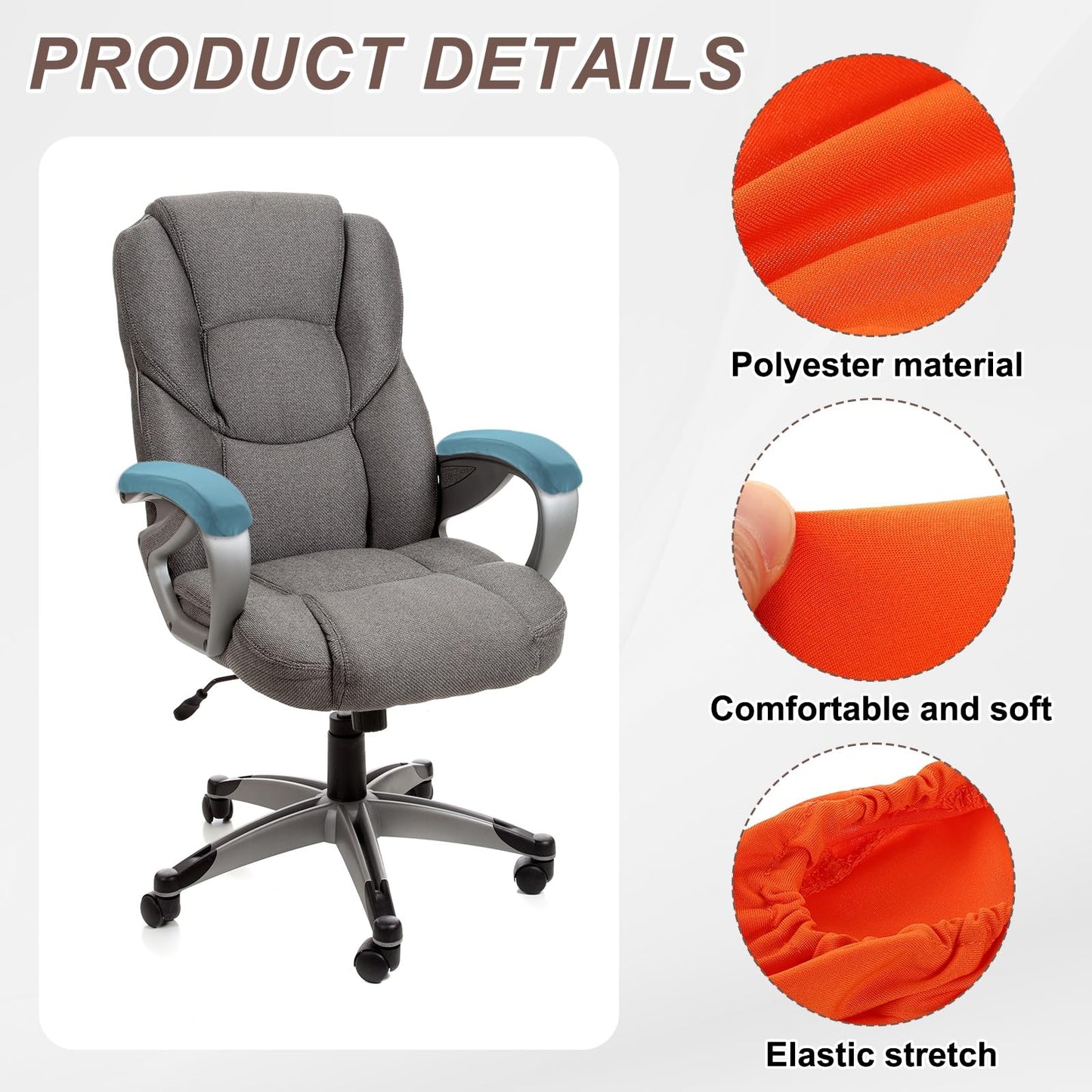 sourcing map Chair Armrest Slipcovers Covers, 22 x 7cm Polyester Removable Seat Hand Rest Protector for Office Chairs Desk Chair(Orange)