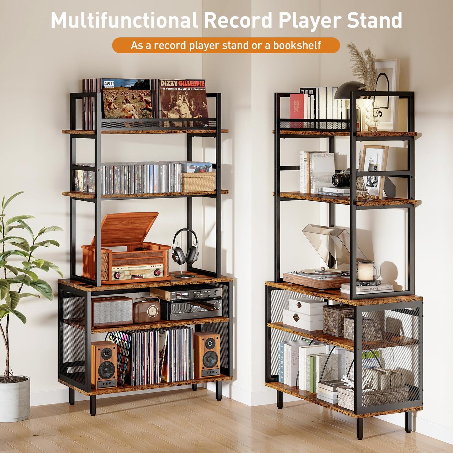 ikkle Record Player Stand with Vinyl Storage, 5 Layer Turntable Stand