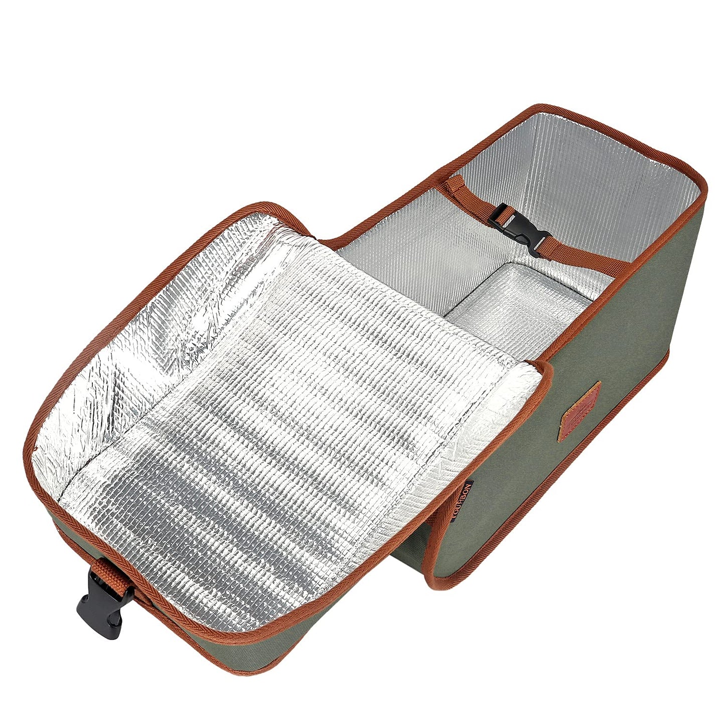 Tourbn Waterproof Canvas Bicycle Pannier Bike Rear Rack Insulated Trunk Cooler Bag Takeaway Food Delivery Case Green