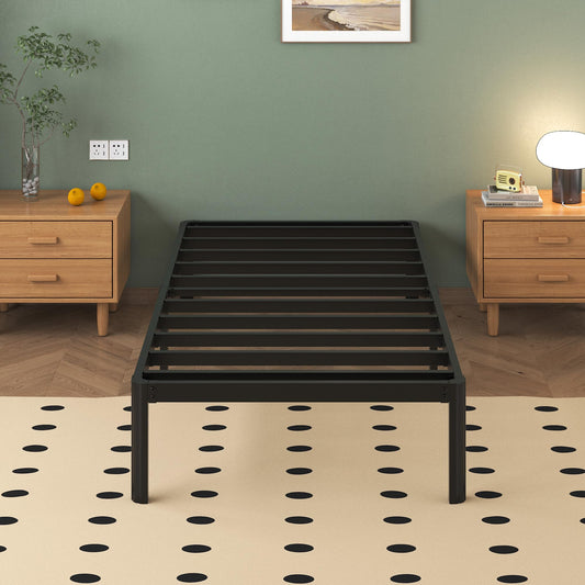 Lutown-Teen 3ft Single Bed Frames with Rounded Corner Legs, Heavy Duty Metal Bed Frame Single with Steel Slats Support, Single Bed 36 cm High, Noise