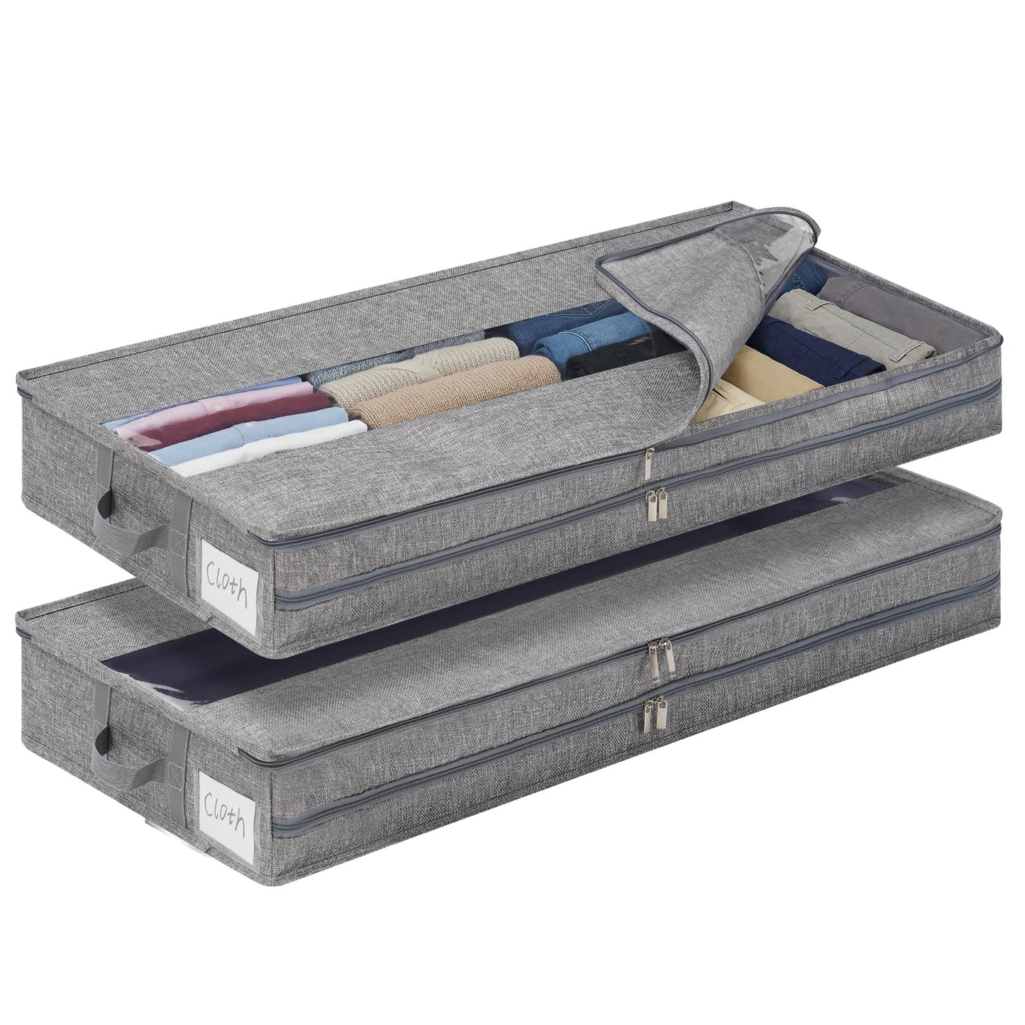 GARPROVM Underbed Storage Boxes, Low Profile Under Bed Storage Box with Lid, 85x40x12cm Storage Bags for Clothes