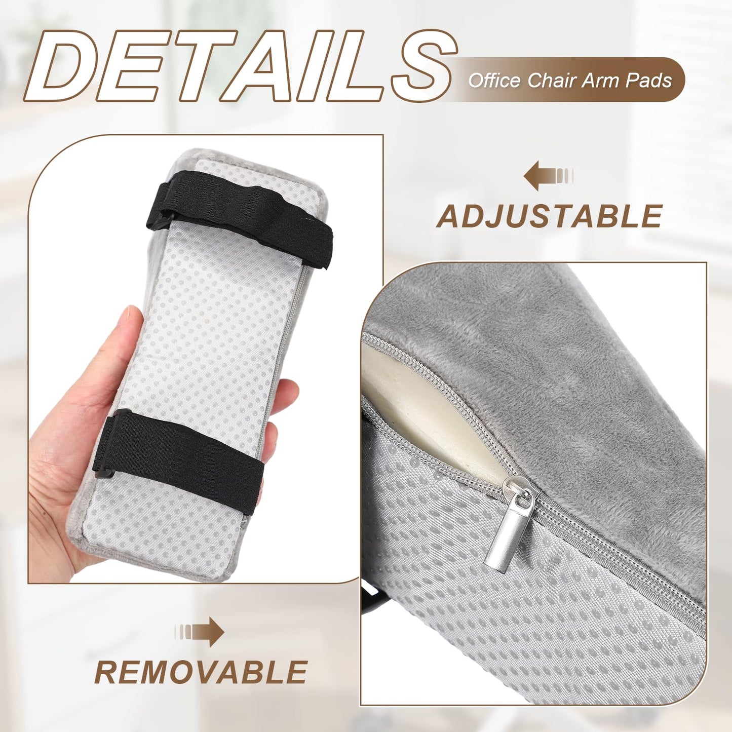 PATIKIL Office Chair Arm Pads, 1 Pair Office Chair Arm Cover Soft Office Chairs Armrest Pads Elastic Memory Foam Cotton Removable Washable for Desk