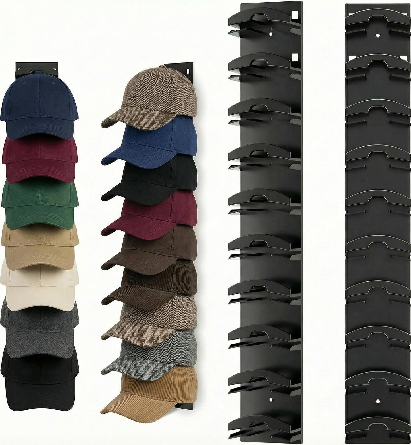 2 Pack Hat Organizer for Baseball Caps - Wall Mounted Cap Storage Rack