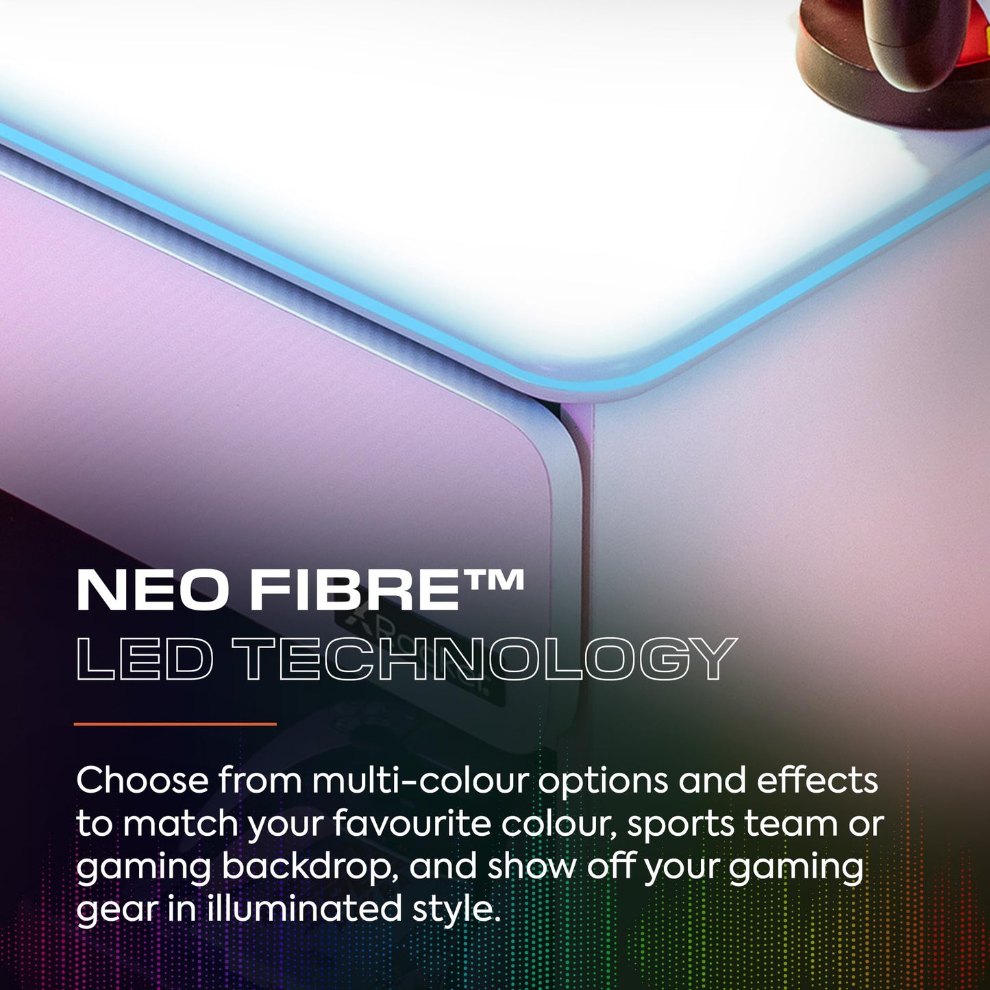 X-Rocker Carbon-Tek 36cm Width, RGB LED Bedside Table & Drawer - Neo Fibre Lighting, Wireless Charging, Storage Shelf