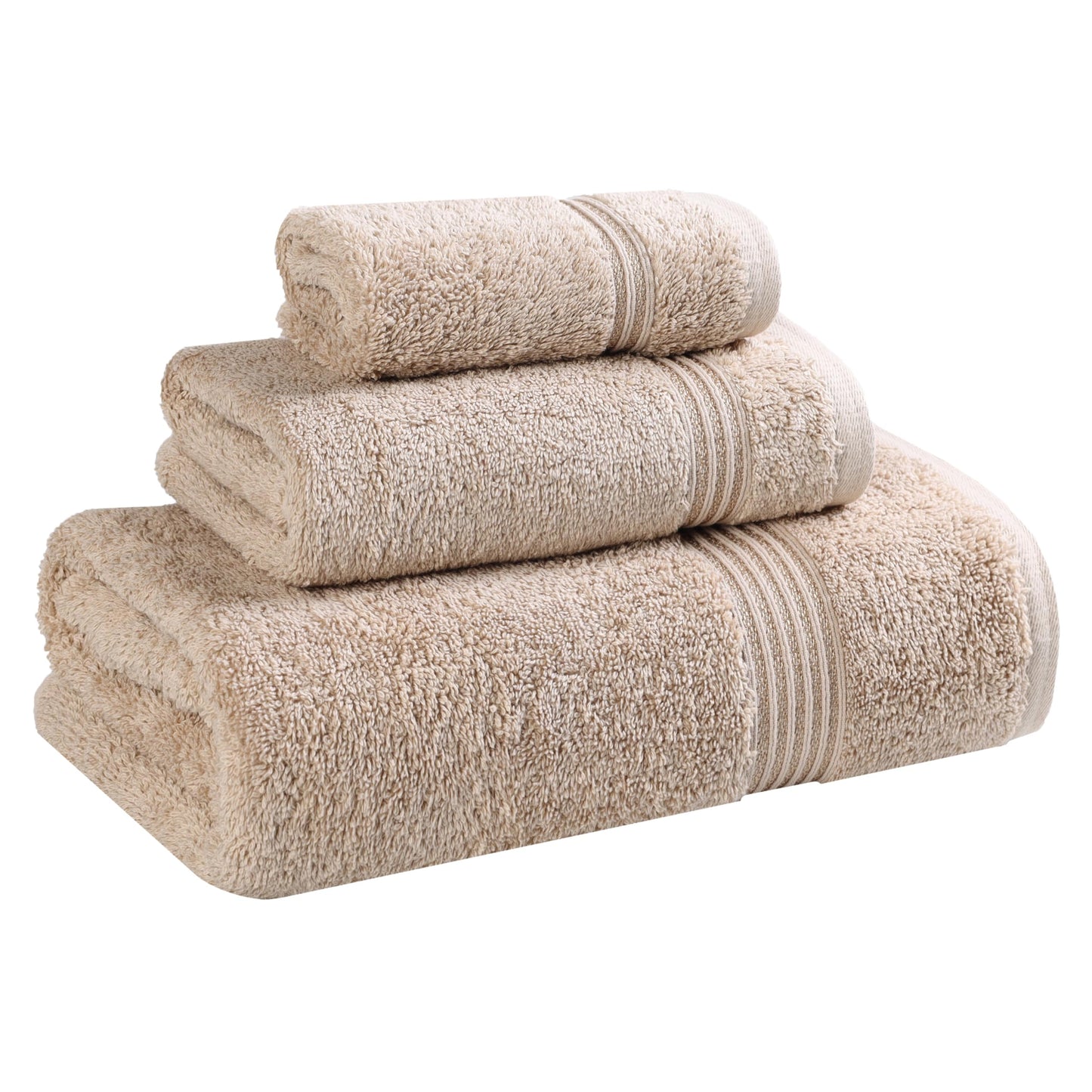 Superior Collection 100% Premium Long-Staple Combed Cotton 3-Piece Towel Set, Taupe