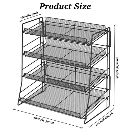 KTCINA Candy Display Rack, 4 Tier Carbon Steel Snack Shelf Organizer for Counter, Metal Snack Organizer Chip Rack Display Stand Chip Bag Holder for
