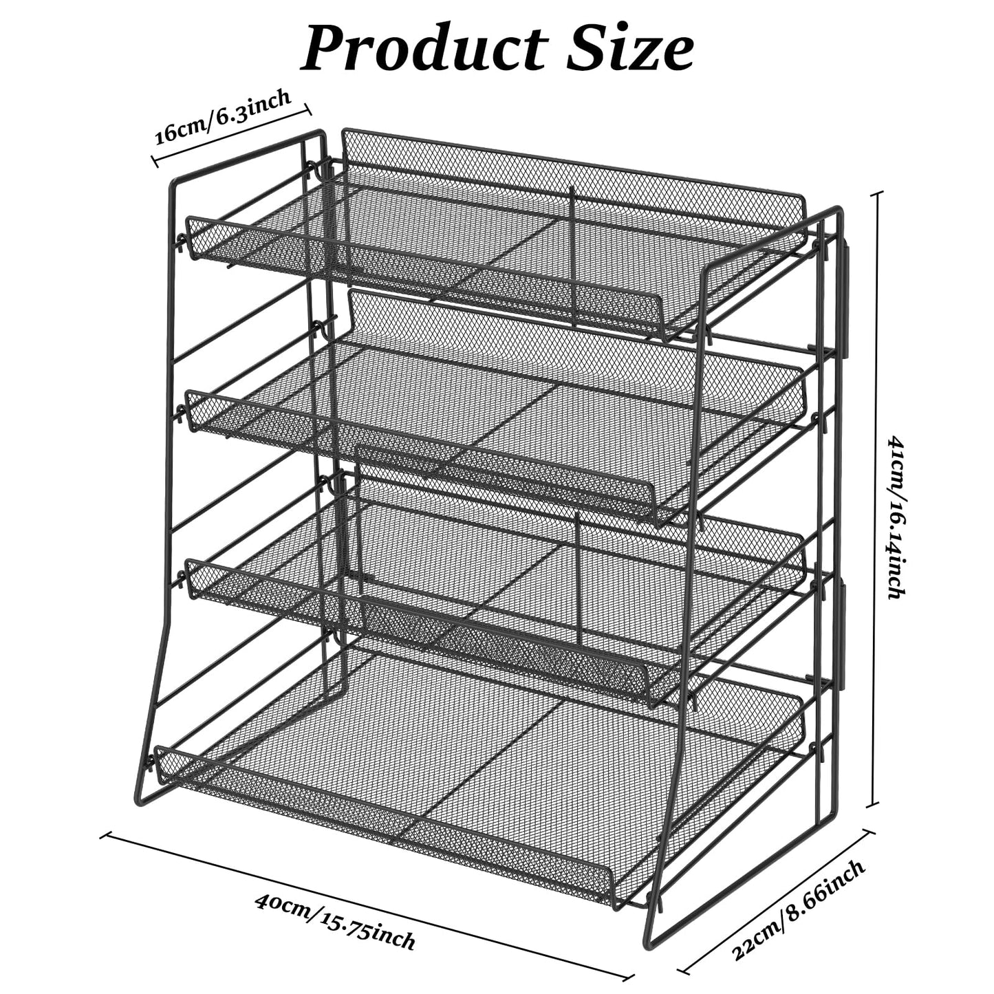Eyoulife Candy Display Rack, 4 Tier Candy Organiser, Carbon Steel Snack Organiser for Countertop, Snack Display Rack for Stores, Office, 40x22x41cm