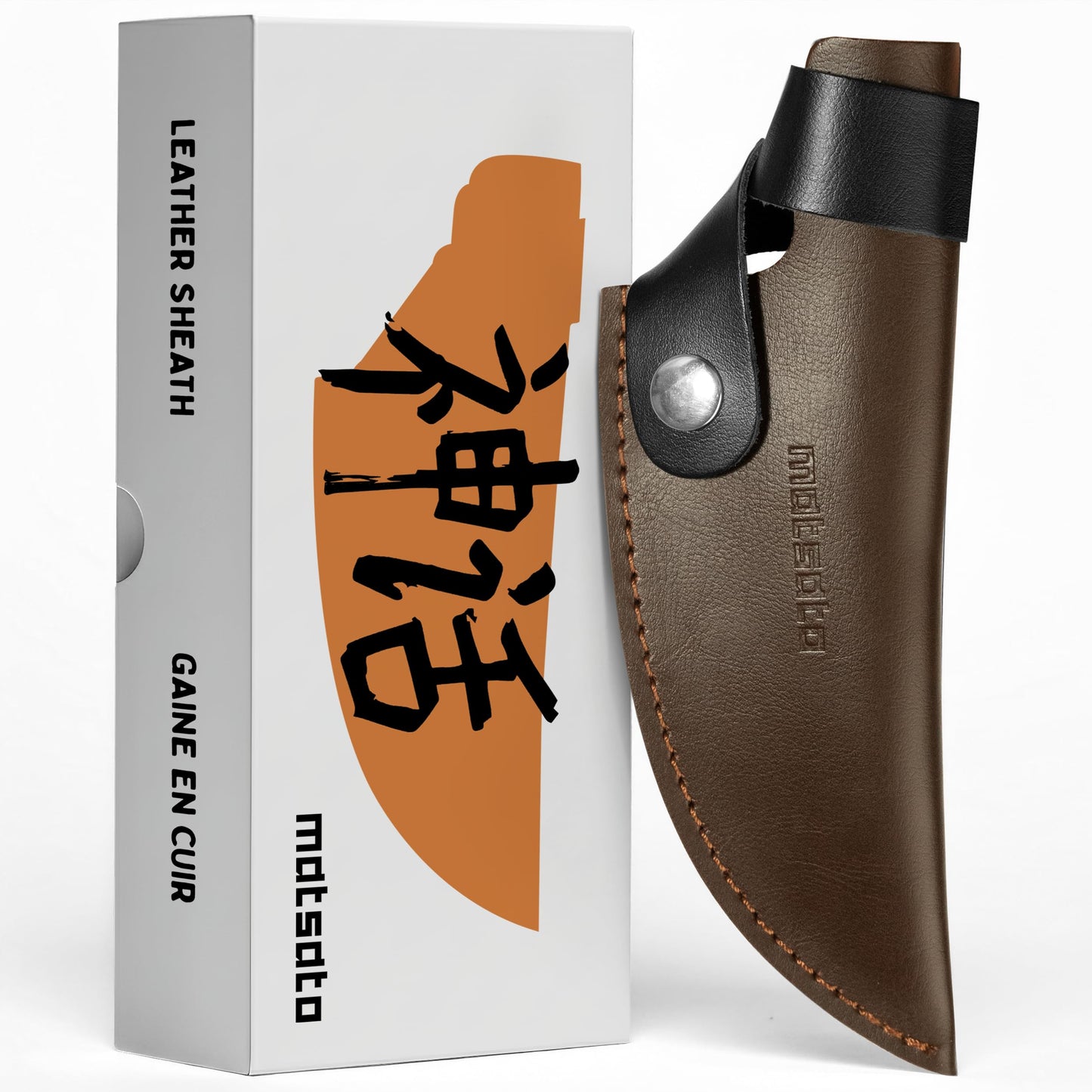 Matsato Premium Leather Sheath for Original Japanese Chef Knife, Kitchen Knife Holder, Brown