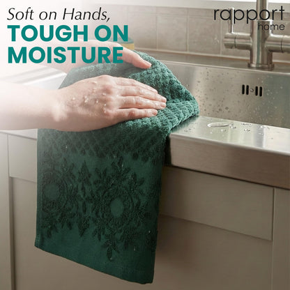 Rapport Home Versailles Jacquard Hand Towels 2 Pack - Jade Green, 50x85cm
