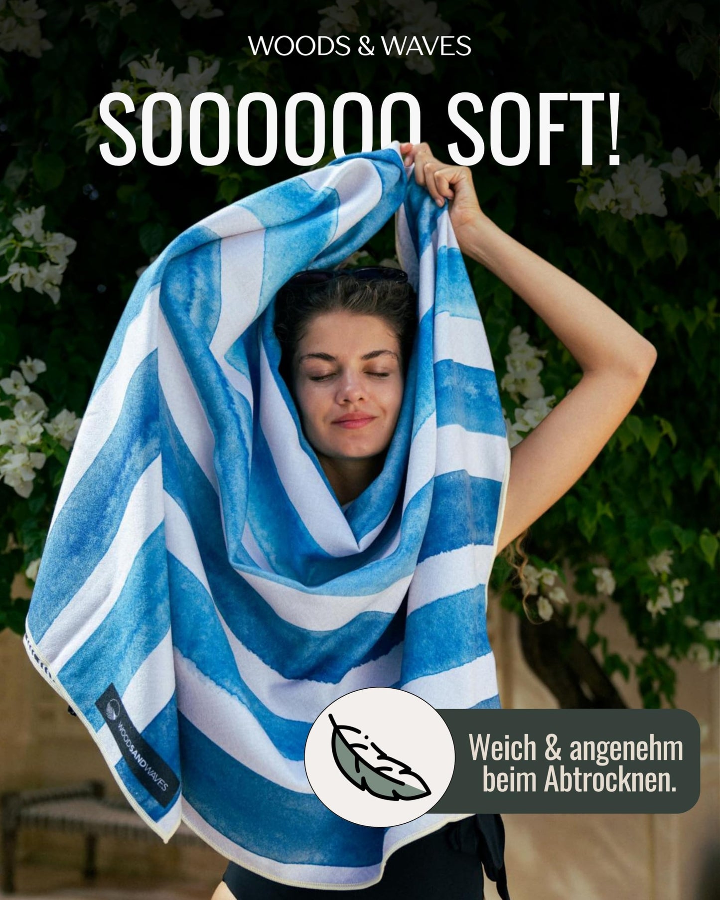WOODSANDWAVES Microfibre Beach Towel - Quick-Drying, Lightweight, Compact - 180 cm x 80 cm - XL Bath Towel - Towel for Travel - Absorbent