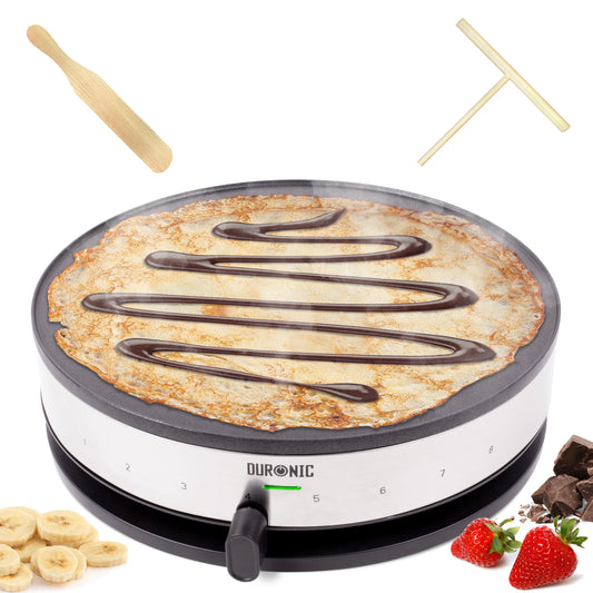 Duronic Electric Crepe Maker PM131 Pancake Maker Machine, Crepe Griddle Grill Pan, Pancake Cooker Hot Plate for Breakfast, American Fluffy Pancakes,