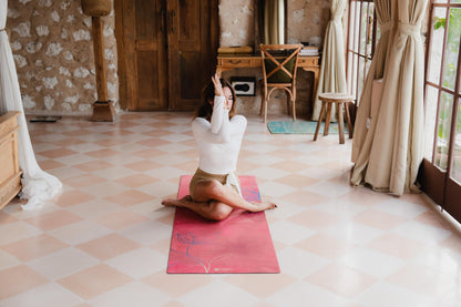 YOGA DESIGN LAB | Travel Yoga Mat | 2-in-1 Mat+Towel | Lightweight, Foldable, Eco Luxury | Ideal for Hot Yoga, Bikram, Pilates, Barre, Sweat | 1.5mm