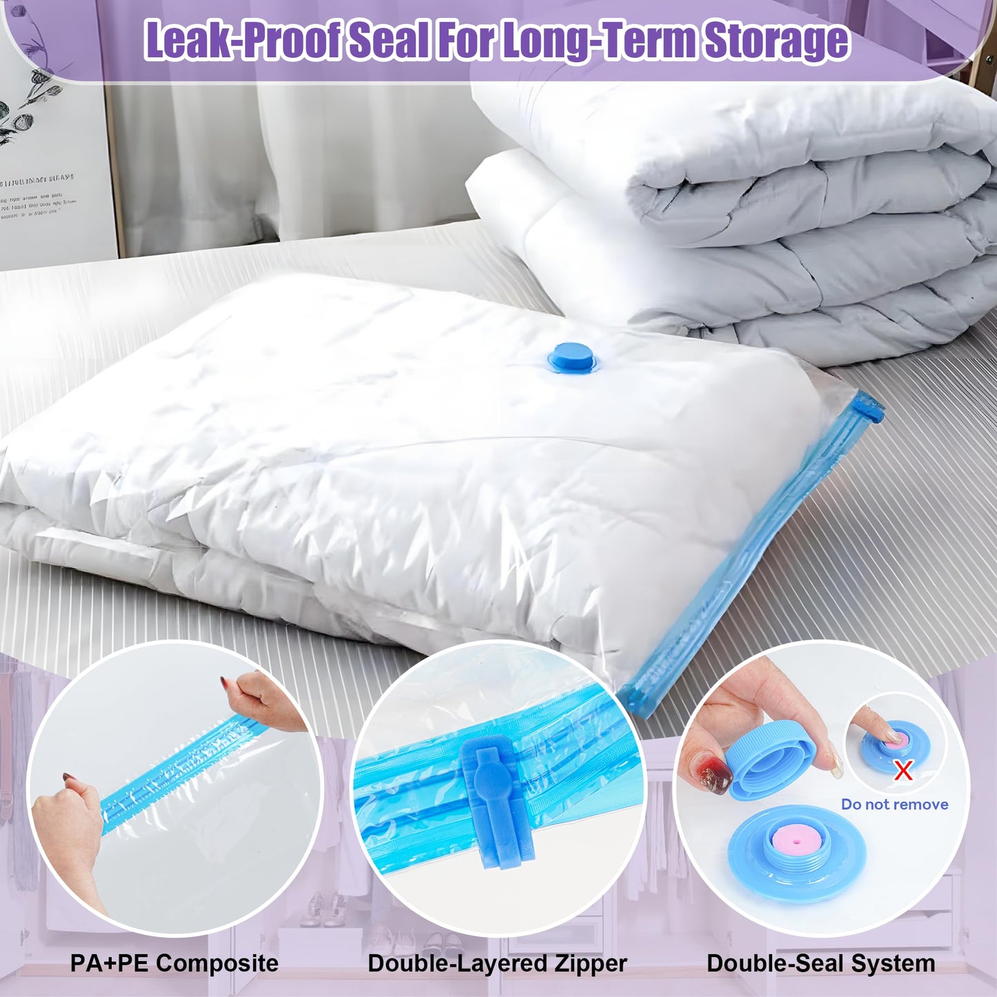 Vacuum Storage Bags- 12Pack 4XL/4L/4M Vacuum Bags for Travel