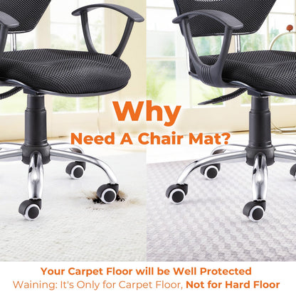 Office Chair Mat for Carpeted Floors, 120 x 75 cm Desk Chair Mat for Rolling Chairs on Low Pile Carpets, Easy Glide Floor Mat for Home, Gaming