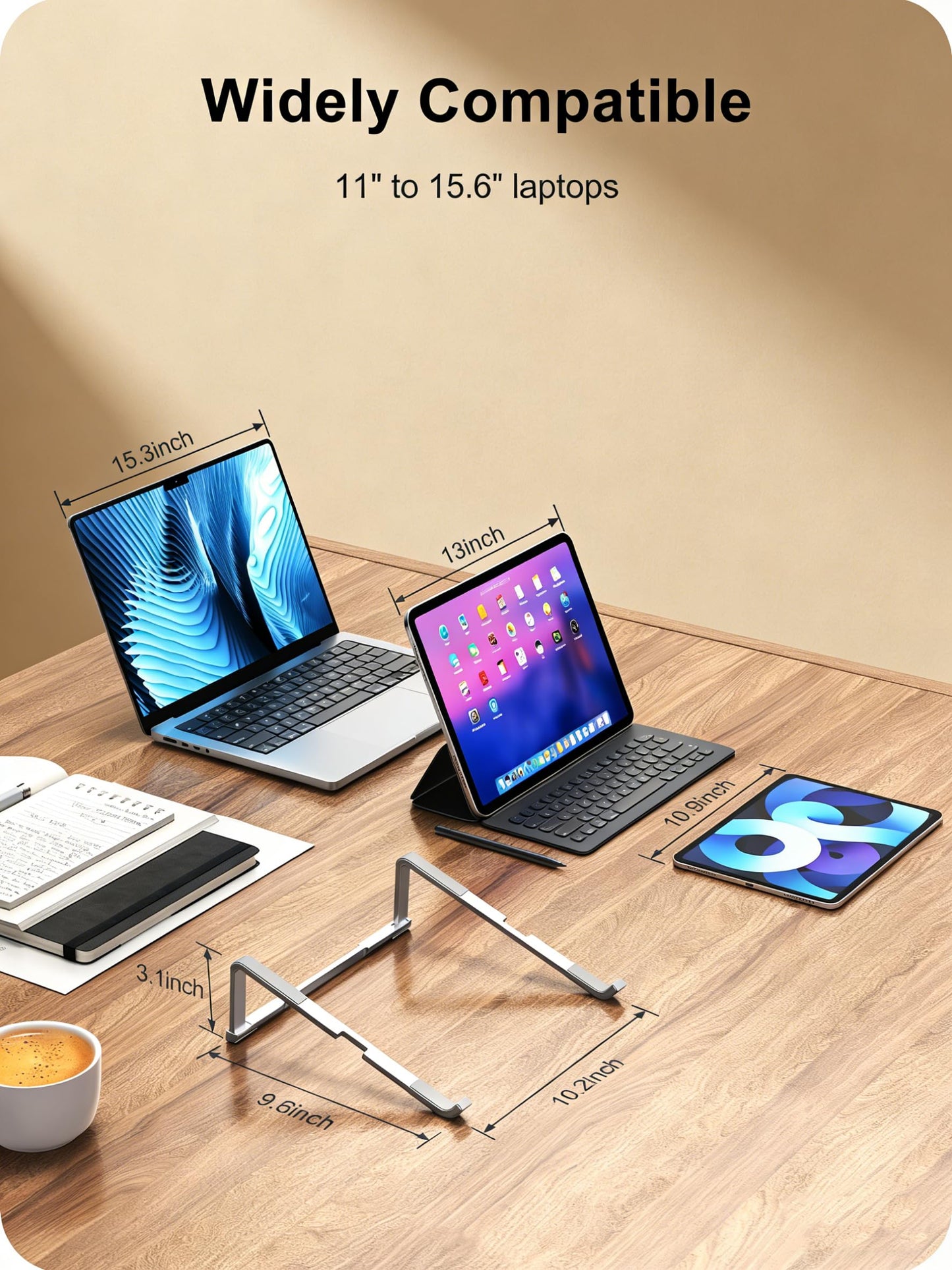 JOOF Laptop Stand, Foldable Laptop Riser for Desks, Ventilated and Load-Bearing, Portable Stand for MacBook Air/Pro, Dell, Lenovo