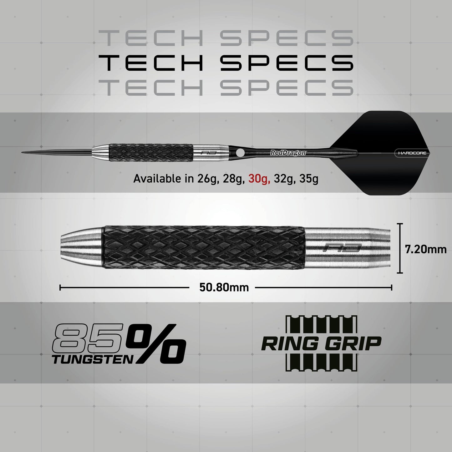 RED DRAGON Rat 1: 30g Tungsten Darts Set with Flights and Stems