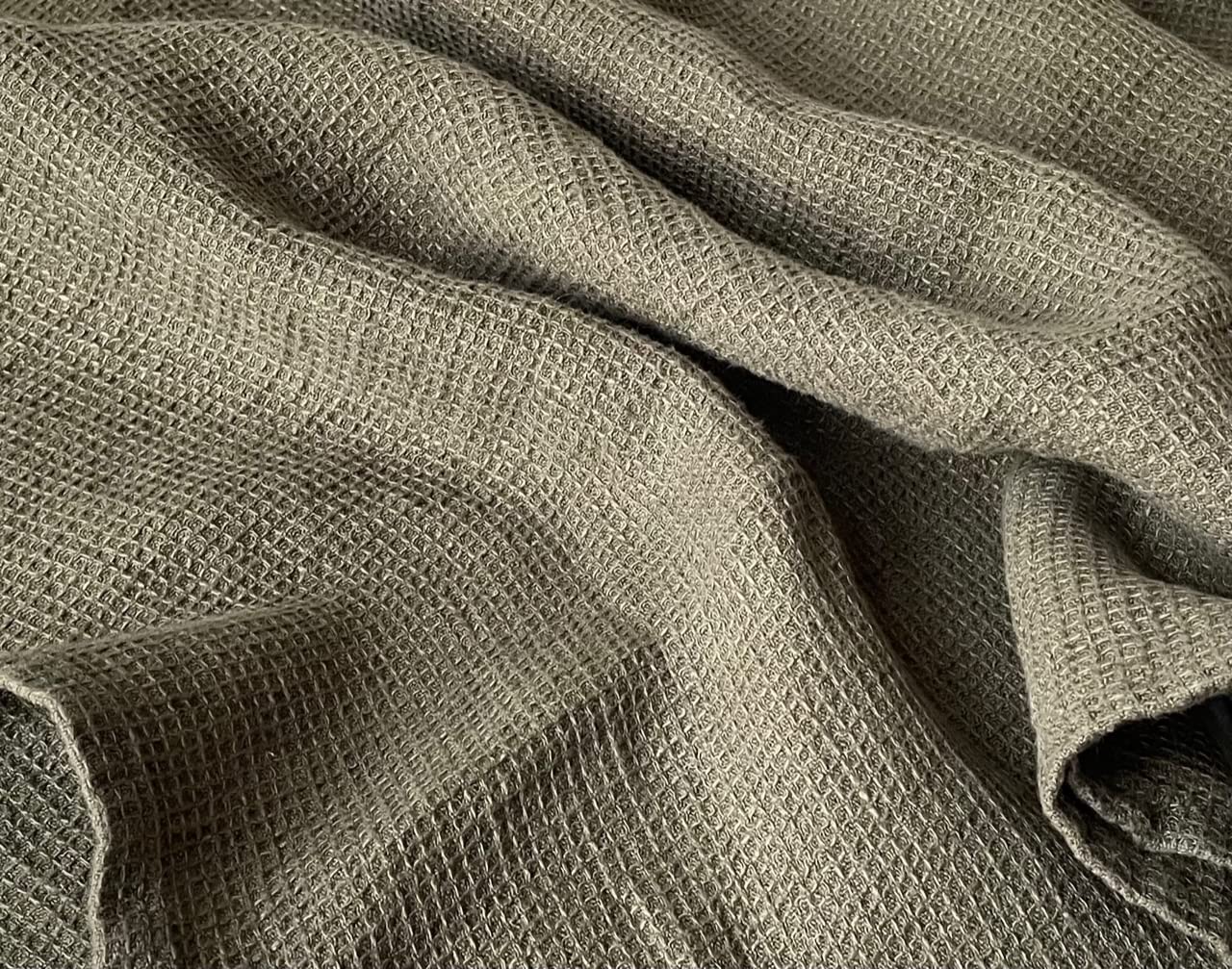 Fine Waffle Pique Bath Towel Sauna Towel Linen Stonewashed (Camouflage, 70 x 100 cm)