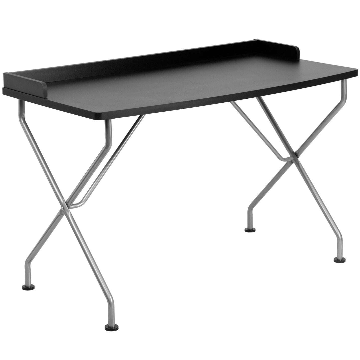 Flash Furniture Computer Desk, Metal, Black Laminate Top/Silver Frame, 126.36499999999999 x 64.77 x 6.35 cm