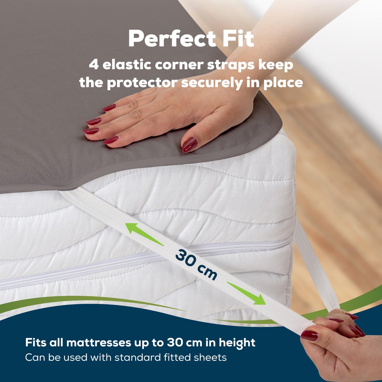 Sensalou Waterproof Mattress Protector 100 x 200 cm Grey – Mattress Cover for Single Bed