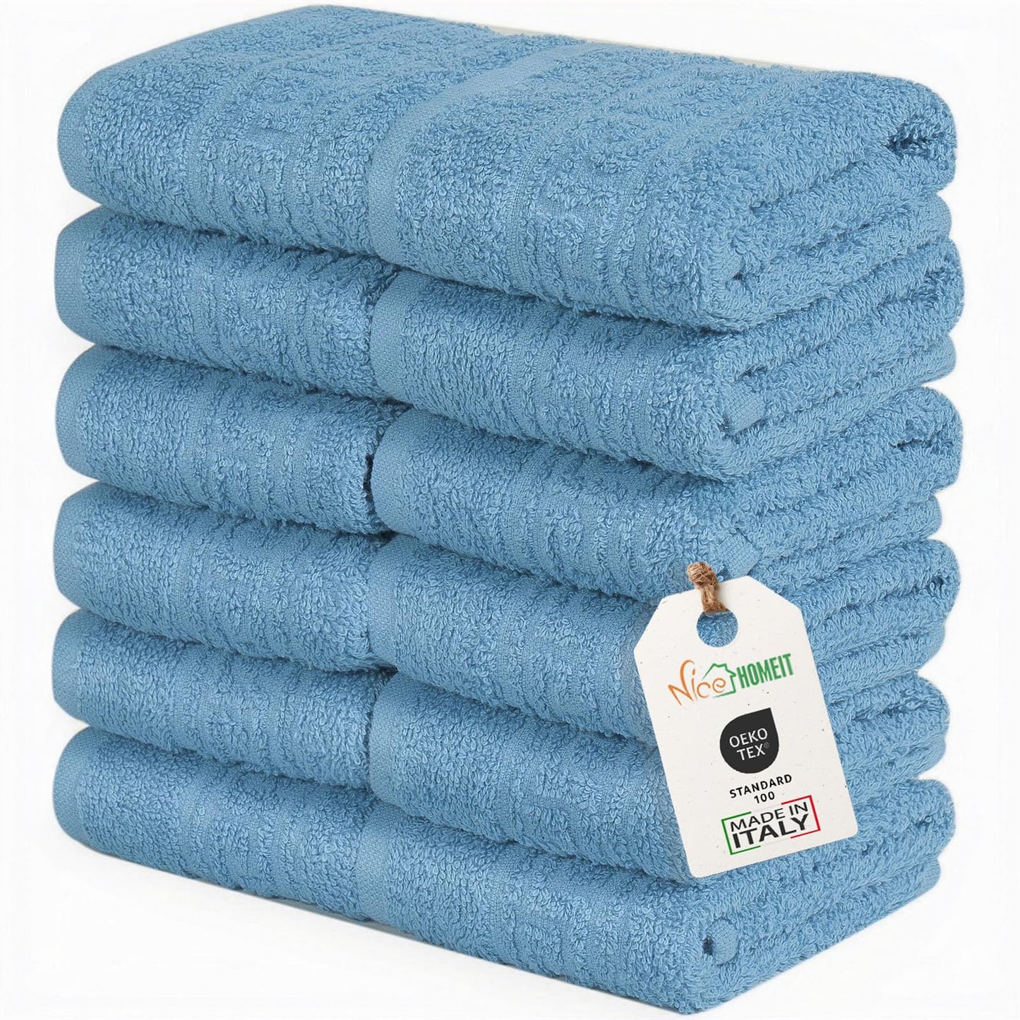 nice homeit Set of 12 Mini Hand Towels 30 x 30 cm - Face and Guest Towels 100% Ring-Spun Cotton - for Hands, Babies, Makeup, Kitchen
