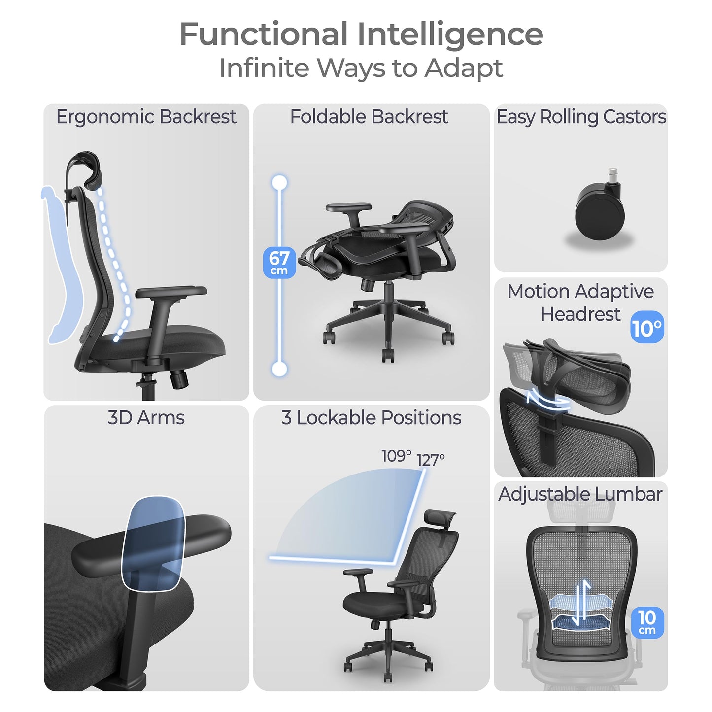 Tervo Model Y | Folding Office Chair for Small Spaces | Gaming Chair for Adults & Kids | Ergonomic Mesh Computer Chair