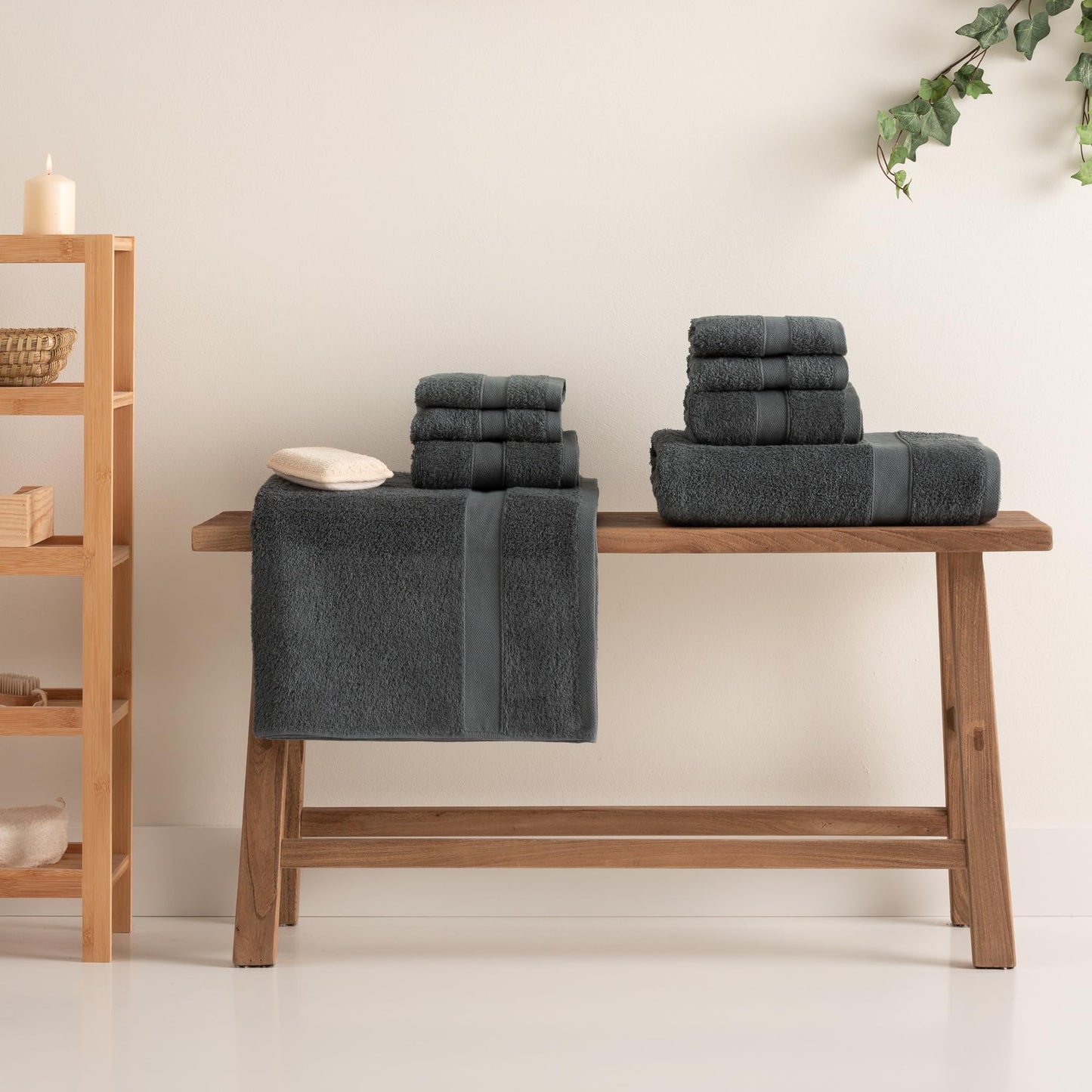 Todocama - 8 Piece Bath Towel Set 100% Cotton (550 GSM) Extra Soft, High Absorbent and Quick Drying, 2 Bath Towels, 2 Hand Towels and 4 Face Towels
