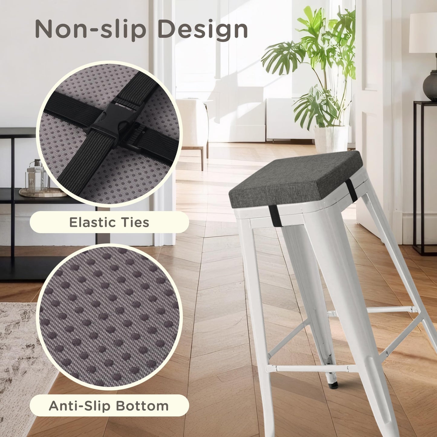 MineCozy Bar Stool Cushions Square 12" x 12" 1 Piece Dark Grey