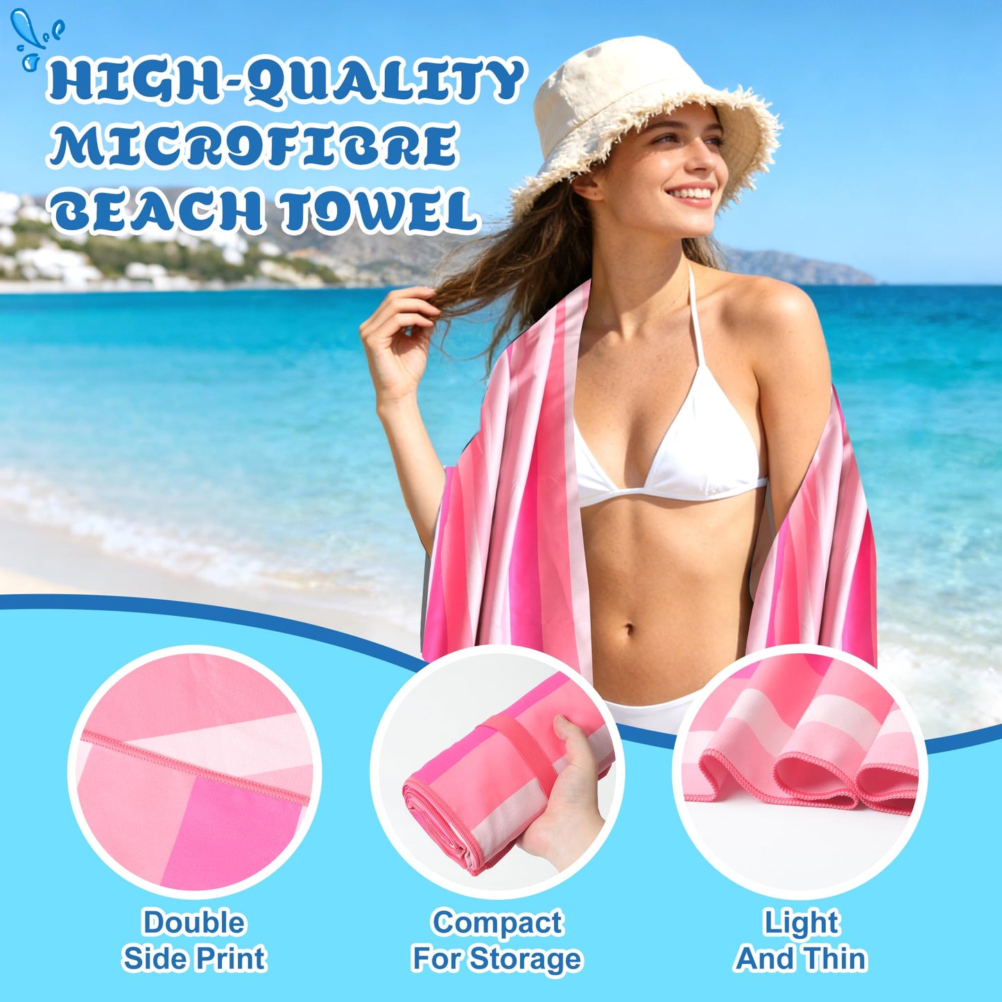 Anavasi Microfibre Beach Towels for Adults, 1 Pack 180 x 90cm 100% Recycled