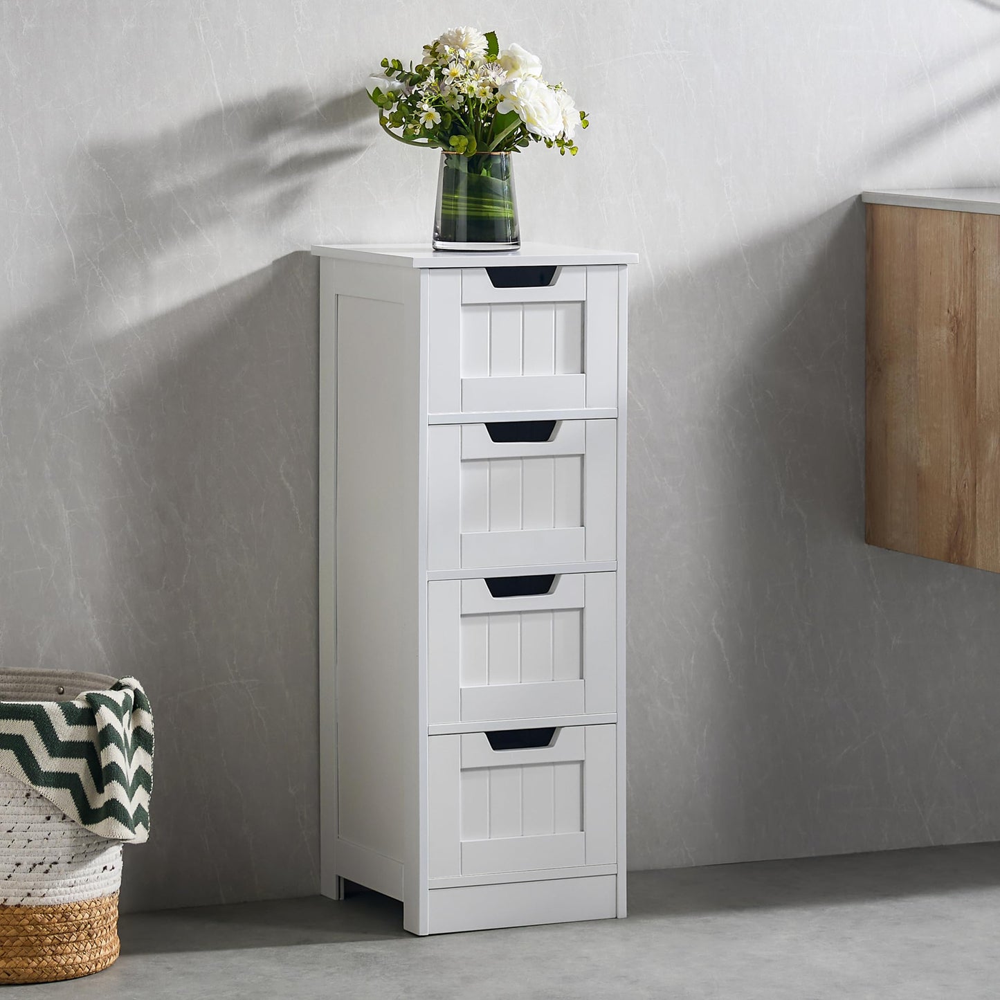 Bath Vida Priano Freestanding 4 Drawer Bathroom Storage Cabinet Unit, White