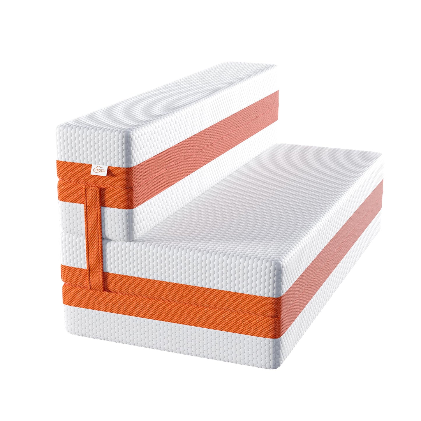TeQsli Folding Mattress, 10cm Small Double Foldable Mattress, Memory Foam with Removable Washable Cover, for Guest Sofa Bed, Camping, Travel